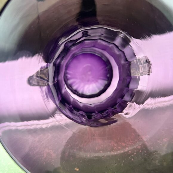 Handblown Purple Polish Art Glass Vase With Applied Handles - Picture 5 of 10